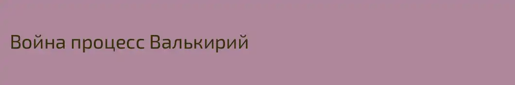 Война процесс Валькирий